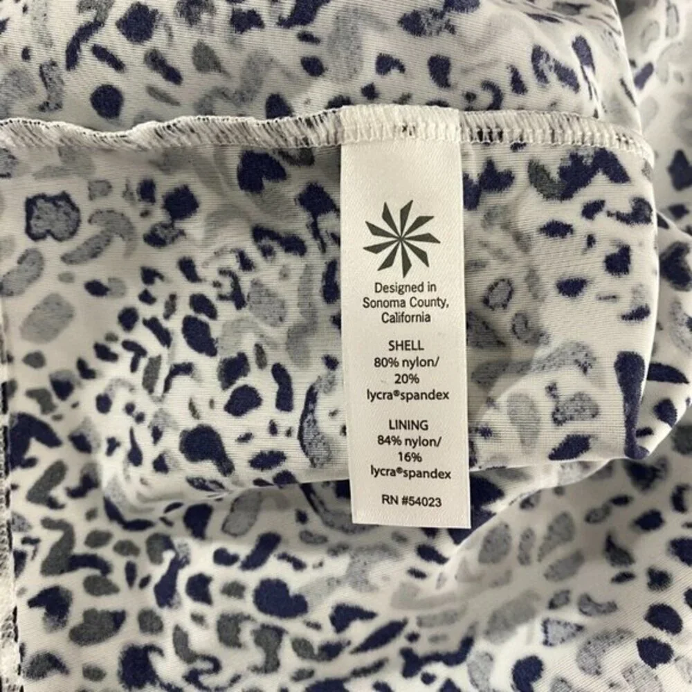 Athleta Zimbabwe High Neck‎ Swim Dress Leopard Sleeveless Women's Size 36 B/C